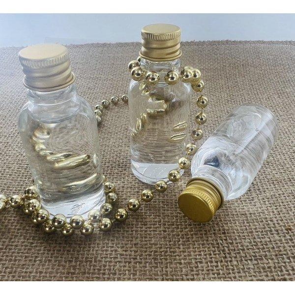 Mini bouteille verre bouchon or ou Argente ( lot de 12 pièces)
